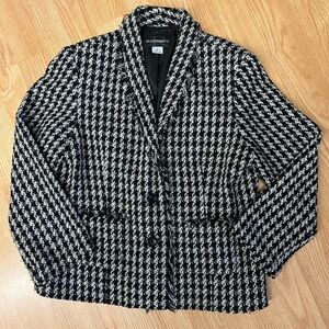 Houndstooth Vintage Women's Requirements Classic Black and White Blazer Sz 12